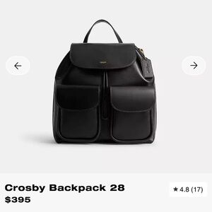 Coach Crosby 28 Black Leather Backpack